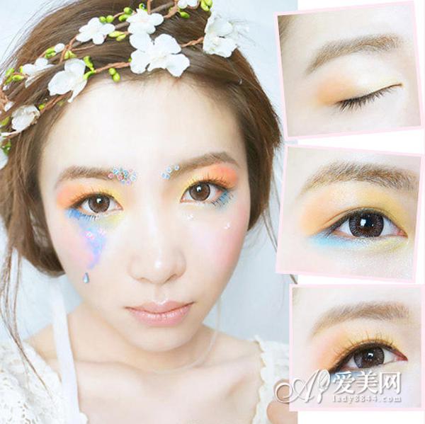 創意彩妝蝶戀花 橘色mix藍色眼影搭配似仙女