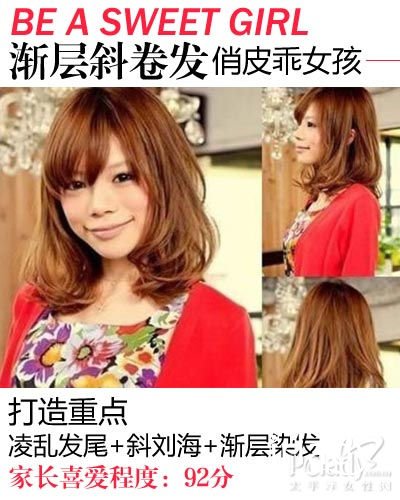漸層斜卷發