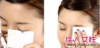 用棉棒沾上卸妝液清理睫毛膏
