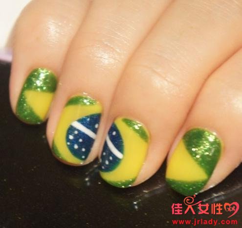 2014世界杯元素美甲DIY教程 營造指尖桑巴激情